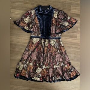 Rebecca Taylor Blue Velvet Rose Dress